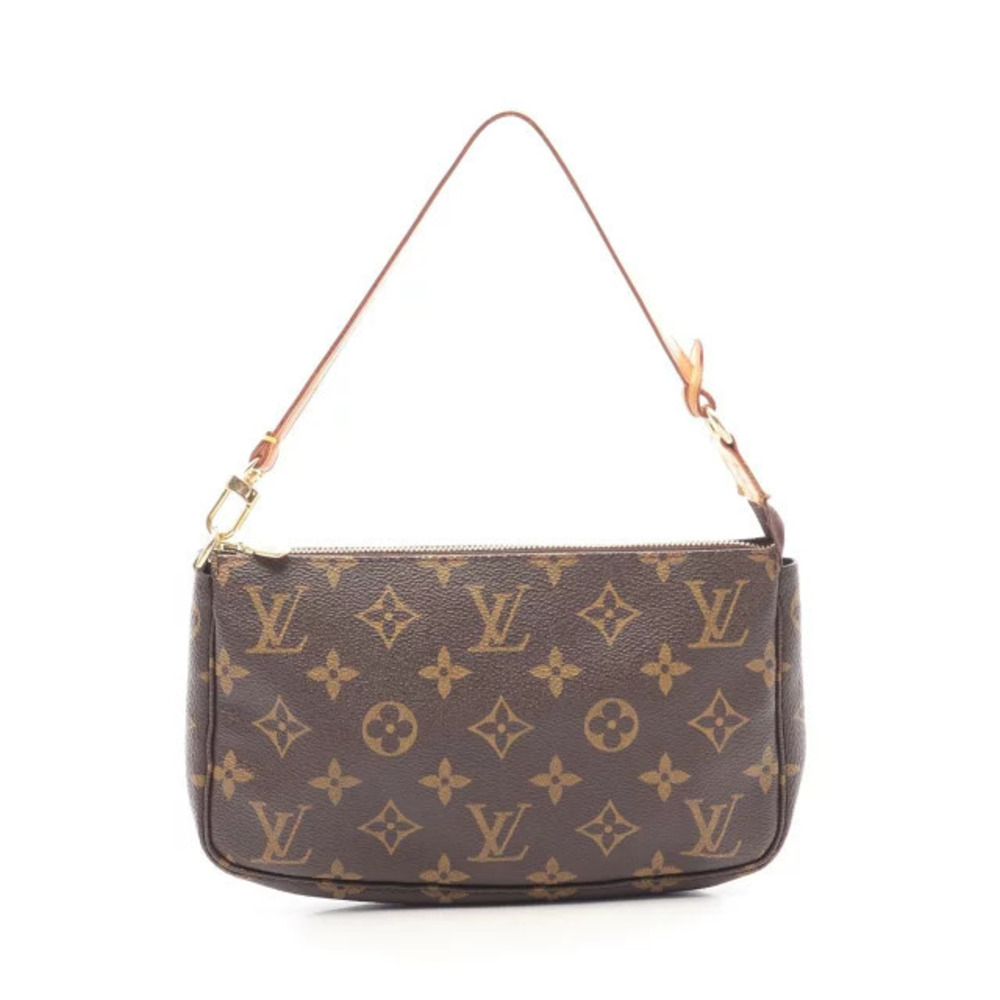 Louis Vuitton Pochette Accessoires Handbag Canvas Leather Monogram Brown